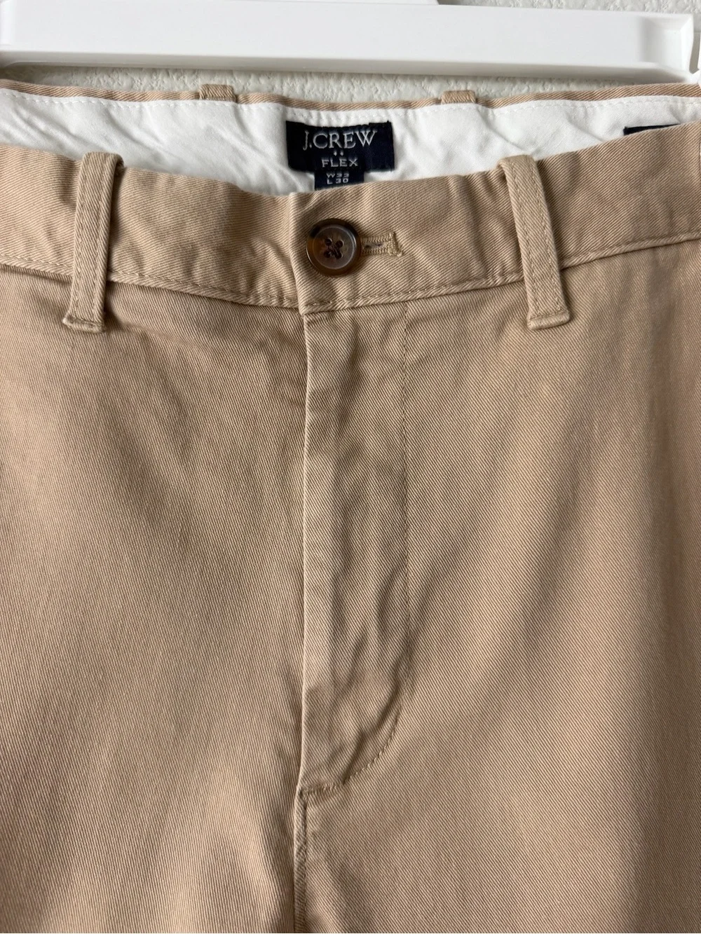 J.CREW Flex Chino Pants Mens 33x30 Beige Tan Straight Fit Stretch Old Money
